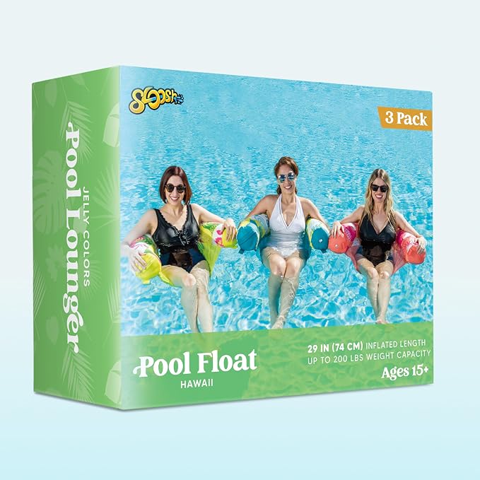 SLOOSH Inflatable Pool Noodle Chair, 3 Packs Pool Floats Noodle Sling Floatie, Swimming Party Floating Chair for Adult Party Summer Water Fun