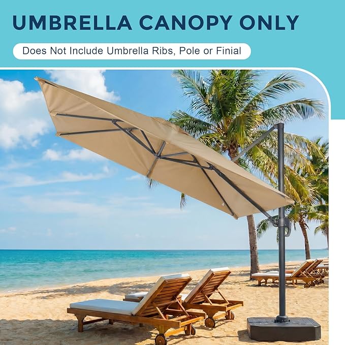 COWVIE Umbrella Canopy Replacement for 8 Ribs Patio Umbrella, Outdoor Table Parasol Replacement for Yard, Canopy Only