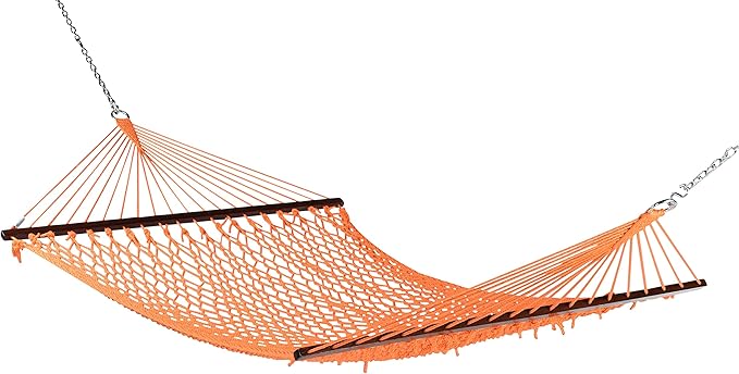 Caribbean Rope Hammock - 55 Inch - Soft-Spun Polyester (Orange)