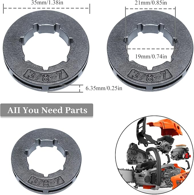 5Pcs Sprocket Rim 3/8" Pitch 7 Tooth 19mm For Stihl MS360 MS310 For Husqvarna 154 254 50 51 55 Chainsaw #18720 Replacement Parts