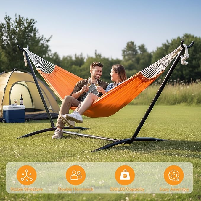 NEWBULIG Hammock Stand Only, Heavy Duty Hammock Stands for Double 2 Person, for Outside for Garden Backyard Patio Pool Beach with Carrying Case