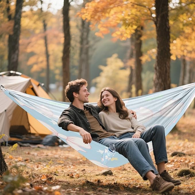 Hammocks for Outside Bow Pattern Camping Hammock Portable Hammocks with Tree Straps and Carry Bag Camping Accessories for Hiking Beach Outdoor