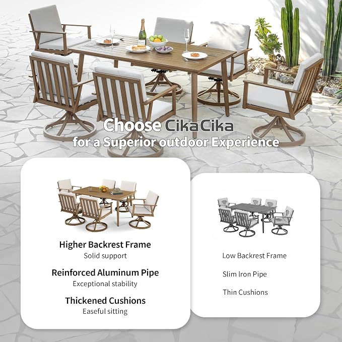 Outdoor Dining Set, Patio Dining Swivel Chairs Set of 2, Aluminum Patio Rocking Chairs with Washable Cushion, 2 Pieces All Weather Patio Furniture Sofa Chairs for Backyard, Garden, Poolside