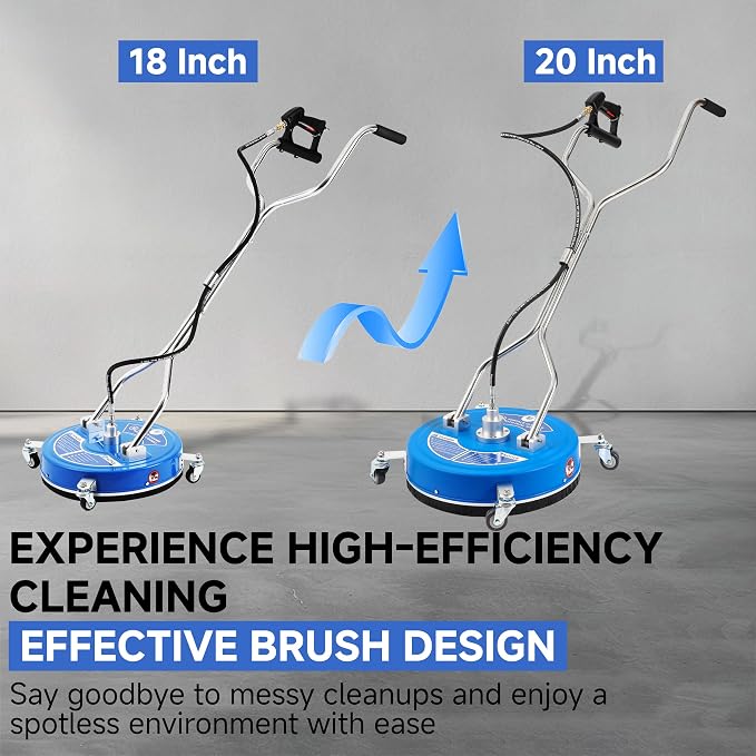 RIDGE WASHER 20’’ Pressure Washer Surface Cleaner, 4500 PSI Surface Cleaner with Dual Handle, Power Washer Surface Cleaner Attachment with Wheels for Cleaning Driveways, Sidewalks, Patios