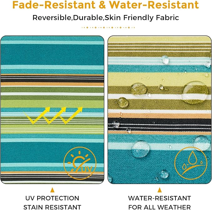 FUNHOME Outdoor Bench Cushion Cover 45 x18 x 3 inch,Water Resistant Cover with Zipper&Ties,Fade-Resistant Slipcover,Patio Porch Swing Cushion Cover Replacement Only,No Insert(Green Stripe)