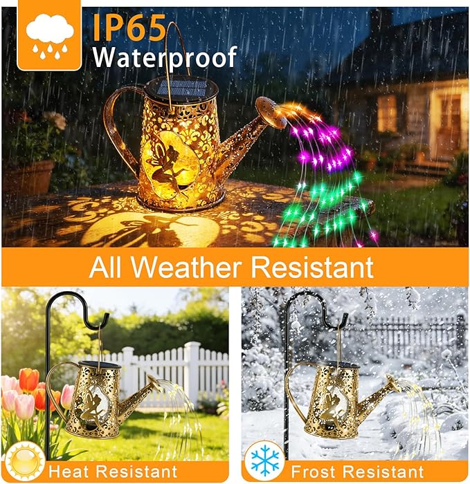 Solar Watering Can Lights, Fairy Gifts for Mothers Day Women Mom Grandma Birthday, Waterproof Outdoor Multicolor Garden Decor Large Hanging Solar Lantern Fairy Lights for Patio Porch Flowerbed Pathway
