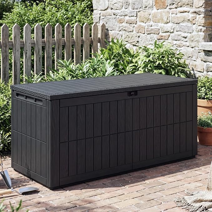 UDPATIO 220 Gallon Deck Box Outdoor Storage Box Lockable Waterproof Indoor Outdoor Storage Container for Patio Cushions, Garden Tools, Package Delivery Boxes for outside