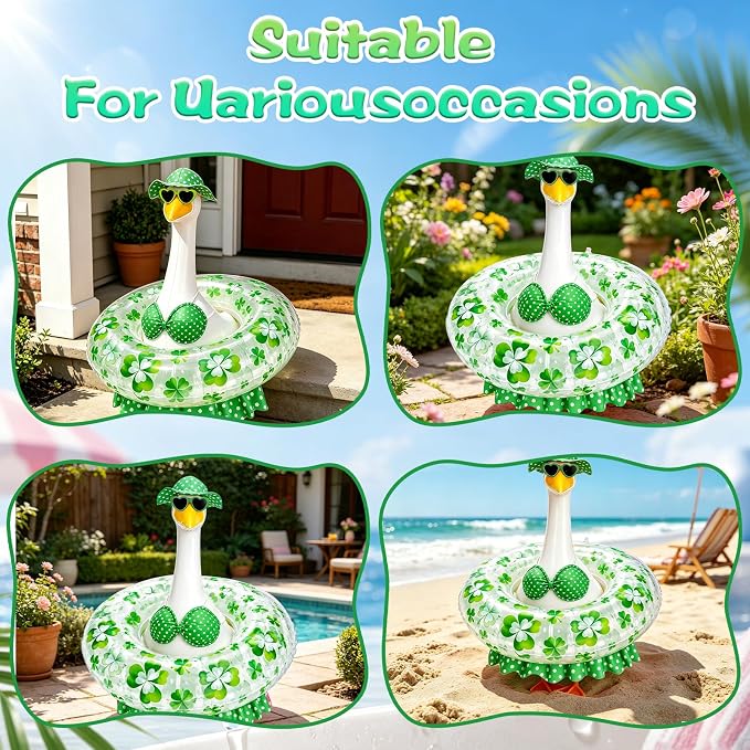 Porch Goose Summer Outfit,Hsummer Porch Goose Outfit,Porch Goose Bikini,Summer Garden Lawn Patio Yard Outdoor Decor (Green)