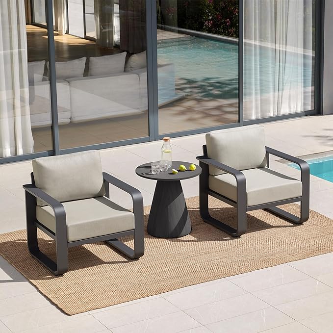 CHITA Aluminum Patio Chairs Set of 2, Outdoor Chairs with Thickened Olefin Fabric Cushion for Backyard, Garden, Balcony and Poolside