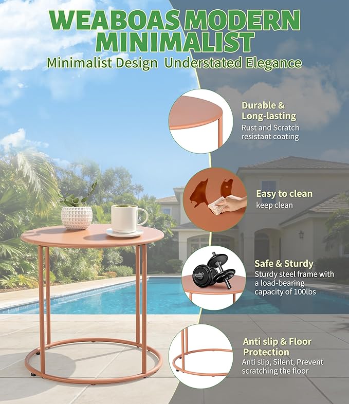3-Piece Outdoor Patio Bistro Set, Wicker Chairs with Cushions, PE Rattan All-Weather Conversation Set with Coffee Table for Balcony, Porch, Backyard, Poolside, Garden, Deck, Terracotta