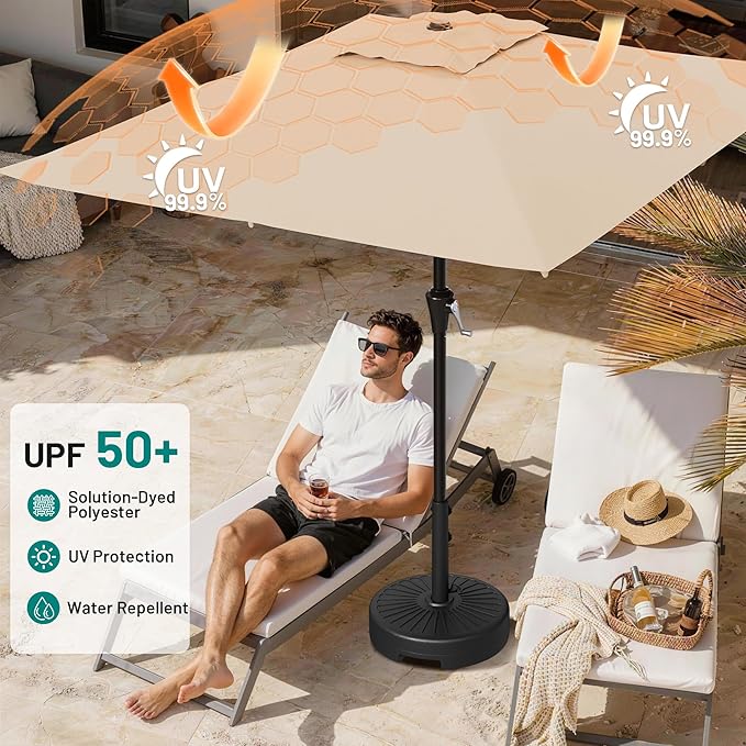 AreShark 8' x 10' Rectangle Patio Umbrellas for Outdoor, Outdoor Table Umbrella, Large Outdoor Patio Umbrellas with 8 Sturdy Ribs for Pool, Garden, Market (Beige)