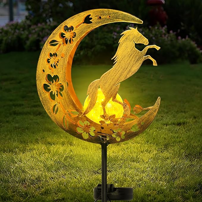 Solar Lights Outdoor Mothers Day Gifts Horse Garden Decor Mothers Day Gifts for Women Mom Grandma Sister Fairy Horse Solar Lights Metal Solar Garden Decoration Outside for Yard, Patio, Backyard, Lawn
