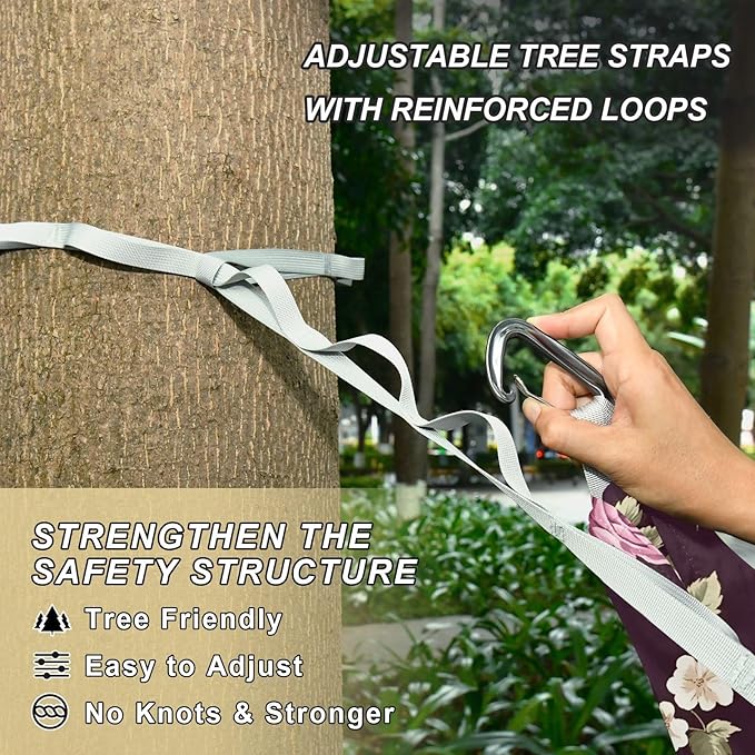 Camping Hammock Outdoor Hammocks for Outside Floral Rose Peony Beach Trees Portable Lightweight with Pockets Tree Straps Indoor