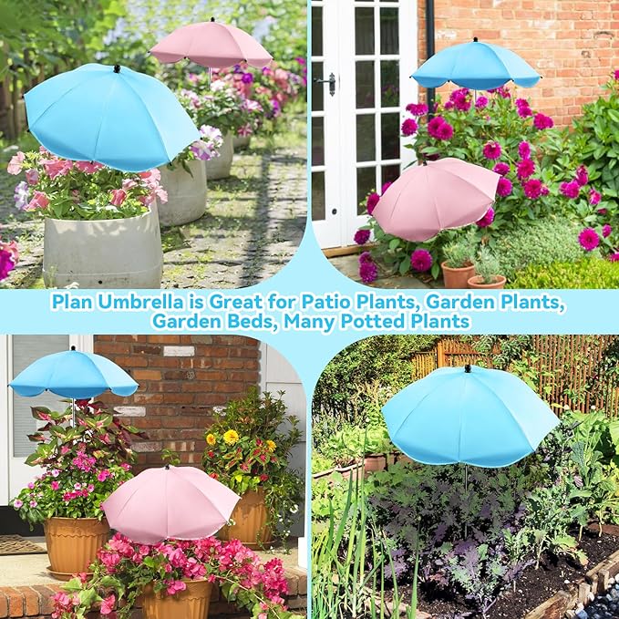Plant Umbrellas for Outdoor Plants, 26" Larger Plant Shade for Potted Plants and Garden Beds, 40" Adjustable Angle Sun Protection Shade Cover Garden Umbrella for Plants, Flowers, Vegetables
