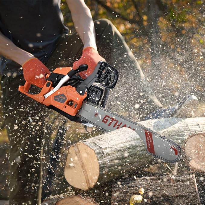 62cc Gas Powered Chainsaw 2-Cycle 20-Inch Gasoline Chain Saw with Guide Bar for Tree Cutting, Firewood, Yard, Garden and Farm Work