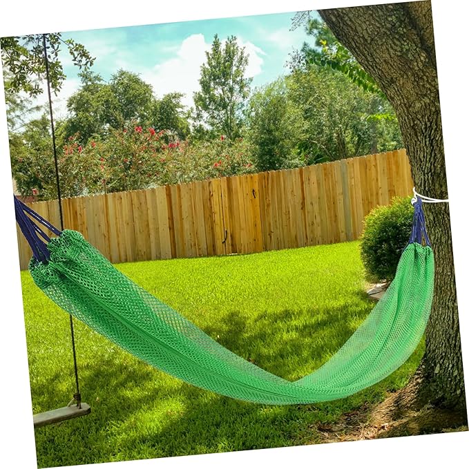 Mipcase 1set Lightweight Mesh Hammock for Use Breathable Design Storage Bag for Camping and Relaxation Green