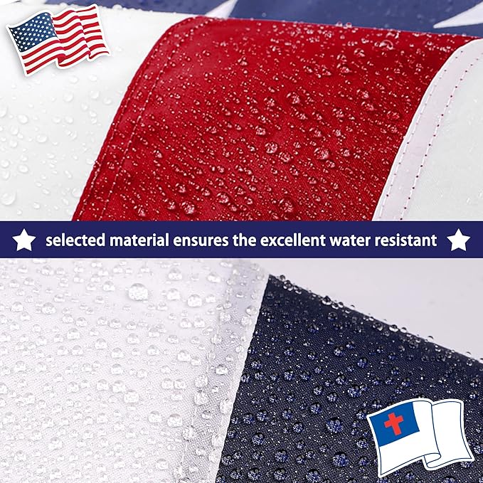 XIFAN Combo Pack: American Flag & Christian Flag 3x5 Outdoor, Heavy Duty 210D Nylon US & Jesus Flag, Strongest Longest Lasting with Embroidered Stars/Sewn Stripes/Brass Grommets
