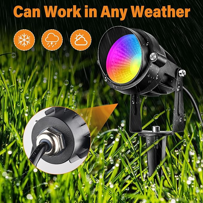 Spotlight Outdoor RGB Spot Lights 10W LED Landscape Lights Spot Lights Outdoor with 16 Color Changing for Yard Garden Decor, Landscape Lighting with Remote IP67 Waterproo(8 Pack)