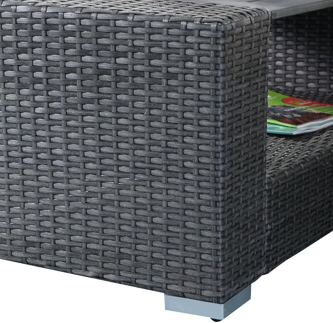 Tangkula Outdoor Furniture 4 Piece, Sectional Sofa with Coffee Table All-Weather Proof Heavy Duty Steel Frame Couch Set for Garden, Balcony, Poolside, Patio, Grey Conversation Set