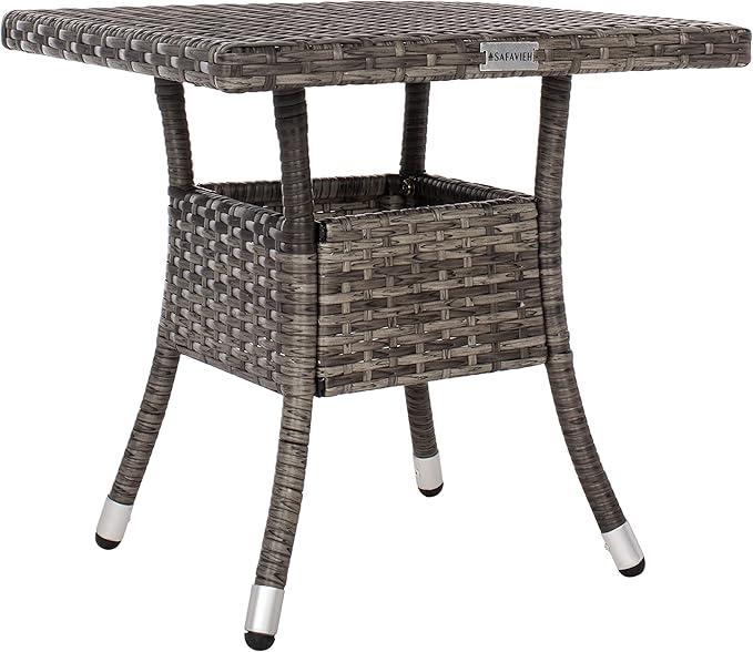 SAFAVIEH Outdoor Collection Edna Grey Brown/White Cushion 3-Piece Lounge Set with Table (PAT7719C)