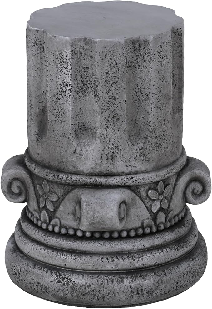 Modern Cement Tree Stump Stool Table, Faux Stone Round Outdoor Side Table for Patio & Garden, Indoor and Outdoor Accent Furniture, Antique Grey