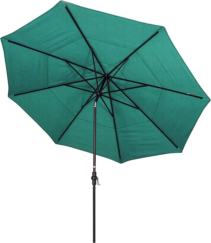 California Umbrella 11' Rd Tahoe Series Aluminum Patio Umbrella, Crank Lift, Collar Tilt, Bronze Finish