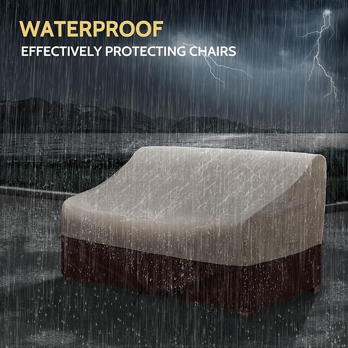 COSFLY Patio Furniture Covers Waterproof for Sofa, Outdoor Loveseat Covers Heavy Duty Fits up to 58W x 40D x 31H inches Brown