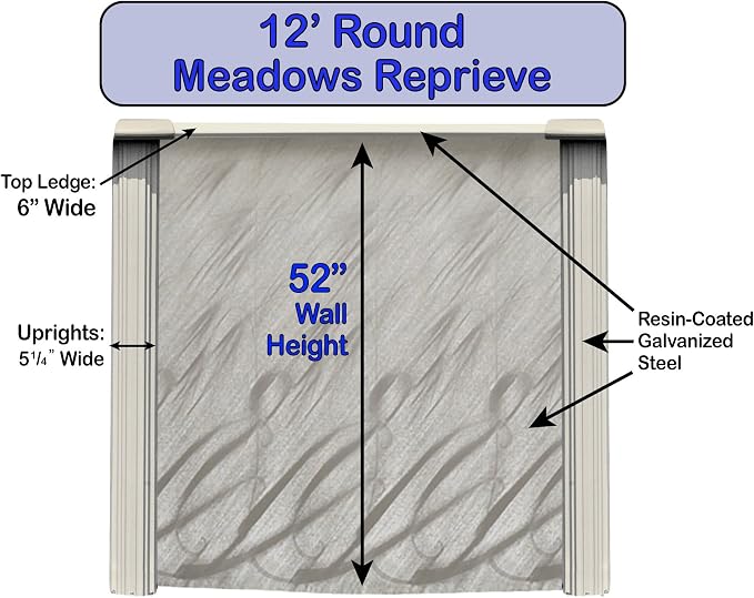 Meadows 12 ft Round Above Ground Swimming Pool Kit | 52 Inch Steel Walls | Bundle Includes: 25 Gauge Liner, A-Frame Ladder, Sand Filter System with Pump & Skimmer