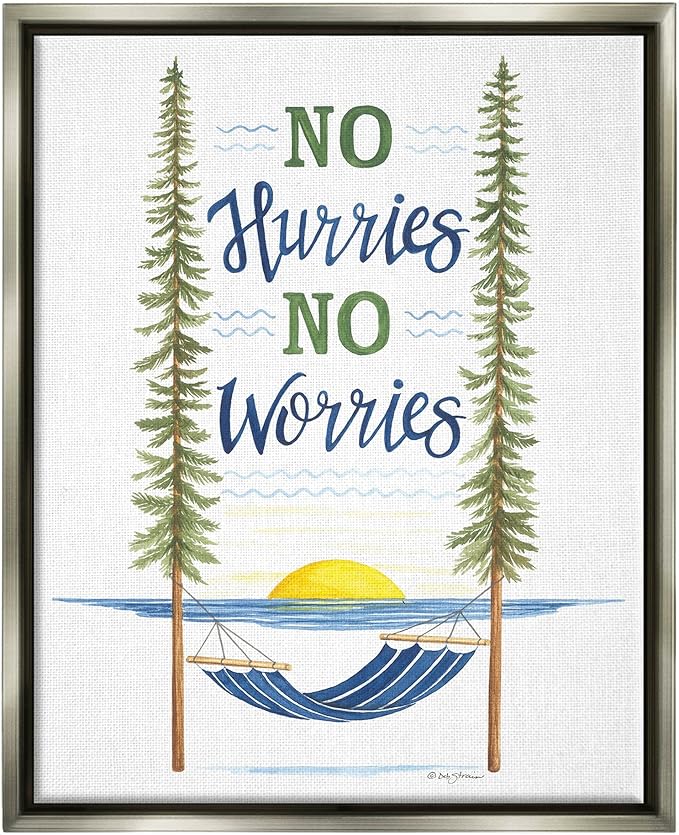 Stupell Industries No Hurries Worries Hammock Scene Floating Framed Wall Art, Design by Deb Strain