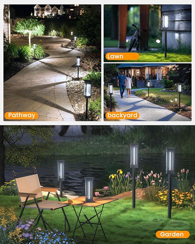 VOLISUN Solar Pathway Lights,6 Pack LED Solar Lights Outdoor Waterproof, Landscape Lighting,Cool White Color Solar Path Lights,Landscape Lights,Solar Garden Lights for Yard Lawn Driveway Walkway