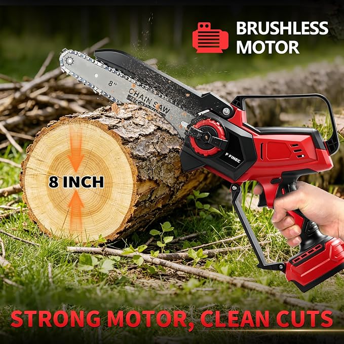 2-in-1 8 Inch Electric Pole Saw for Milwaukee 18V Battery, Brushless Cordless Mini Chainsaw with Extension Pole & 3 Chains, Auto Oiler, 14.5 FT Max Reach for Tree Trimming Branch Cutting (No Battery)