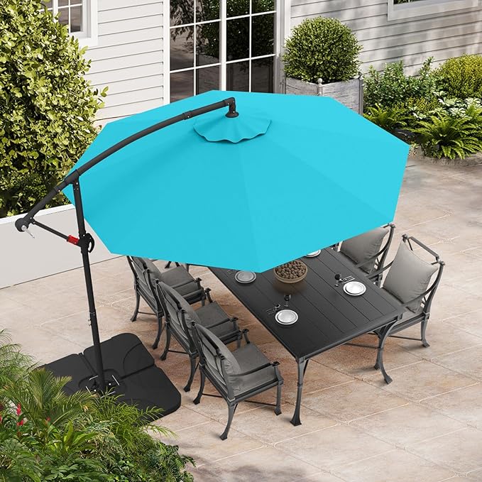 ABCCANOPY Cantilever Patio Umbrella with base included, 360° Rotation Outdoor Offset Umbrella for Backyard, Deck, Poolside