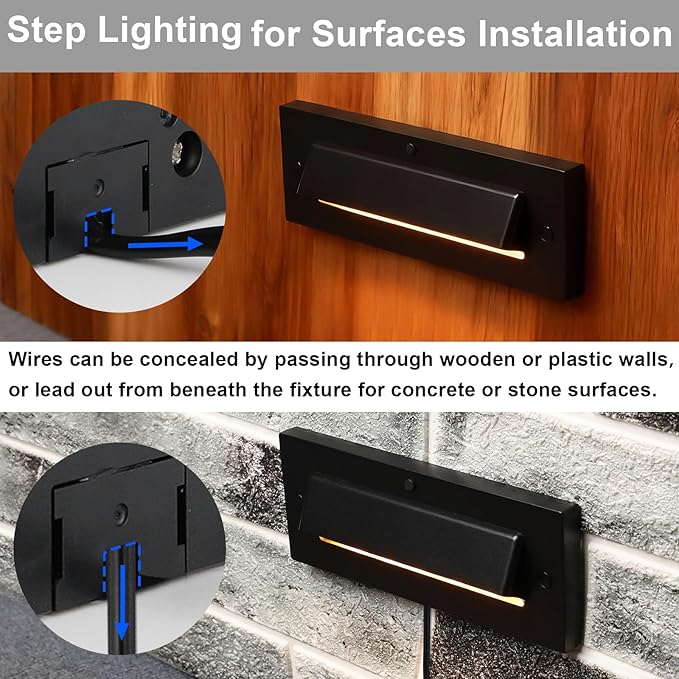 Outdoor Step Lights, 5W 12V Landscape LED RGB Color Changing Outdoor Low Voltage Deck Step Stair Lights Wired for Railing Fence Retaining Wall Christmas Decorations, Heavy Duty, Black, 1PK