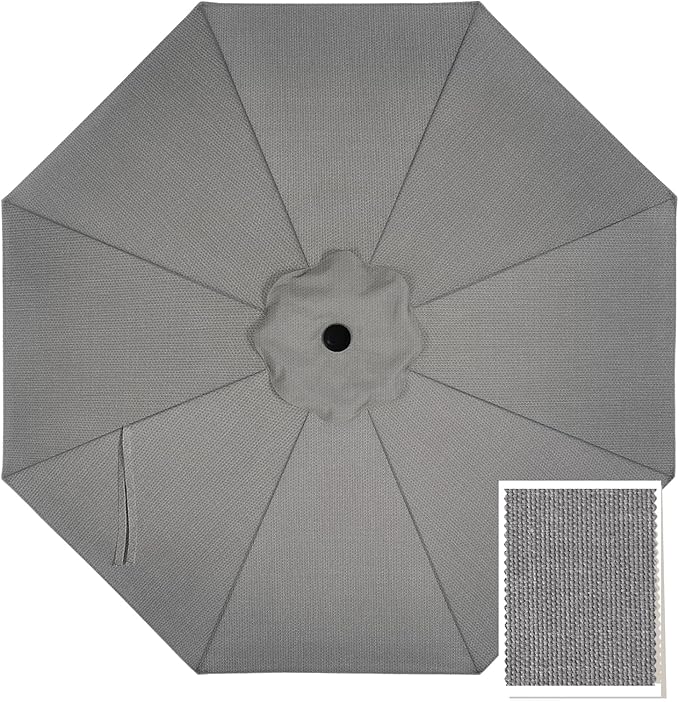 MASTERCANOPY 5-Year-Non-Fading Olefin 9FT Patio Umbrella Replacement Canopy for 8 Ribs- Light Grey Canopy Only
