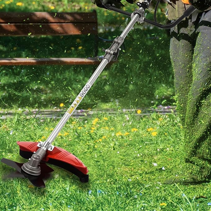 cdar 52cc Gas Weed Eater, 2 in 1 Gas Weed Trimmer with 3-Tooth Blade ＆ String Head, 2-Stroke Side-Mounted Weed Wacker Gas Powered, Multi Gas String Trimmer Brush Cutter for Yard Garden Lawn Red