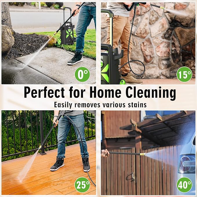 Electric Pressure Washer, SWIPESMITH 2800 Max PSI 2.4 GPM Power Washer with Telescopic Handle, Car Wash Machine with 4 Quick Connect Nozzles, Foam Cannon, for Cars, Patios, and Floor Cleaning