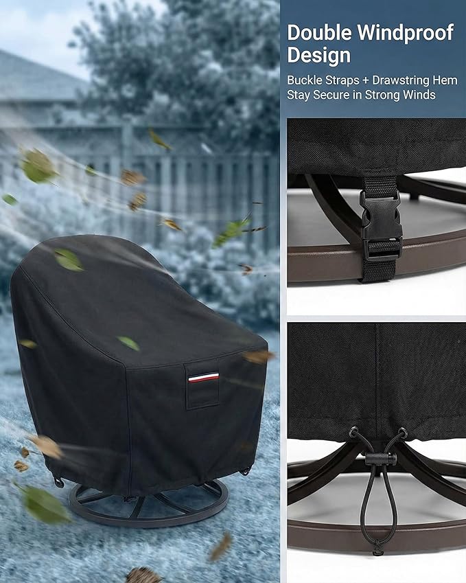 Outdoor Patio Chair Covers 4-Pack, Heavy Duty 600D Oxford Fabric, Weather Resistant Waterproof Furniture Protectors, 33x35x36 Inches, Black