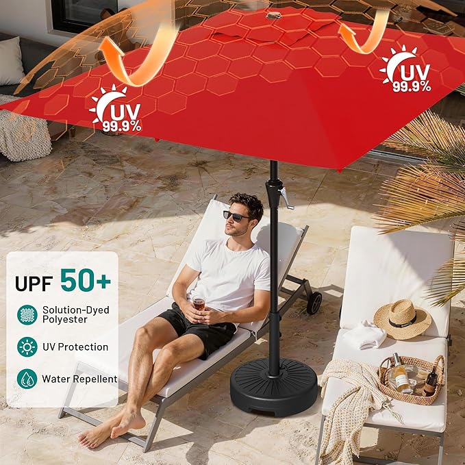 AreShark 8' x 10' Rectangle Patio Umbrellas for Outdoor, Outdoor Table Umbrella, Large Outdoor Patio Umbrellas with 8 Sturdy Ribs for Pool, Garden, Market (Red)