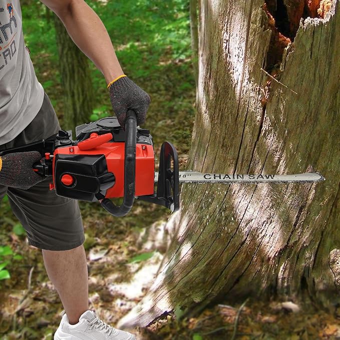 Gas Chainsaw 18 Inch, 58CC 2-Stroke Gasoline Chainsaw, 2200W Single Cylinder Air-cooled Petrol Chain Saw for Garden Pruning, Forest Logging, Firewood Cutting