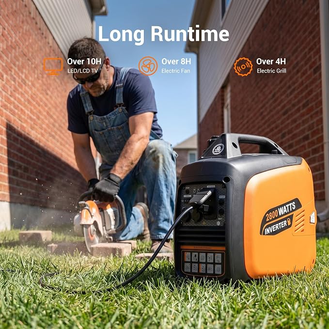 Efurden 2800-Watt Inverter Generator Gas Powered, Portable Generator for Camping, Emergency Home Backup, Super Quiet