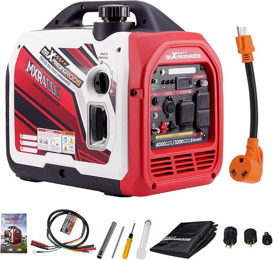 maXpeedingrods Portable 4000 Watt Inverter Generator with RV Power Adapter Cord 15Amp to 30Amp, NEMA 5-15P to TT-30R