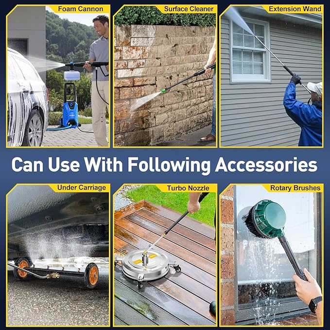 EVEAGE Electric Pressure Washer, 4200 PSI 2.8 GPM Power Washer with 1000ML Foam Cannon, 3 Pressure Nozzles, for Car/Fences/Driveway/Home/Patio Cleaning