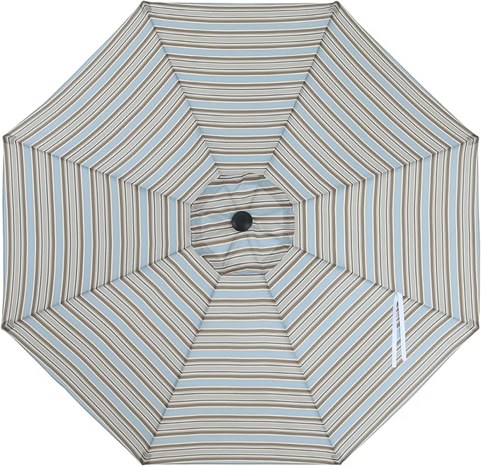 MASTERCANOPY Patio Umbrella 10 ft Replacement Canopy for 8 Ribs-Khaki and Turquoise Stripe Canopy Only