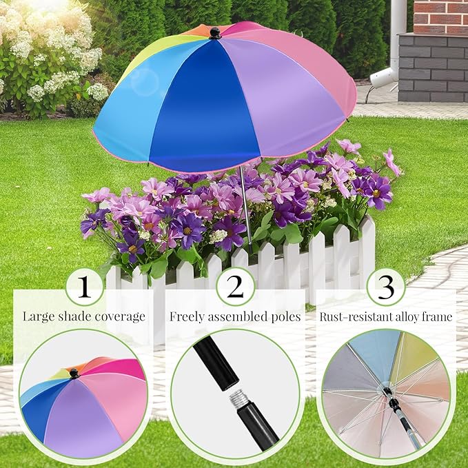 Colorful Plant Umbrellas for Outdoor Plants, Large (40") Sun Protection Shade Cover with M-Shaped Insert, Garden Shades for Potted Plants, Garden Beds, Patio Flower (2 Pcs)