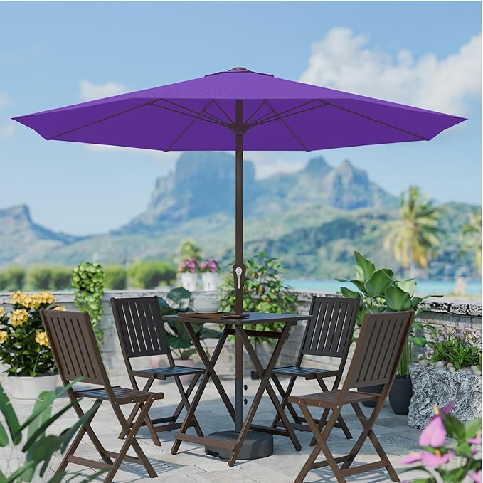 PatioKingdom 11FT Patio Umbrella,Outdoor Umbrella with Push Button Tilt and Crank,Market Table Umbrella with 8 Sturdy Fiberglass Ribs UV Protection