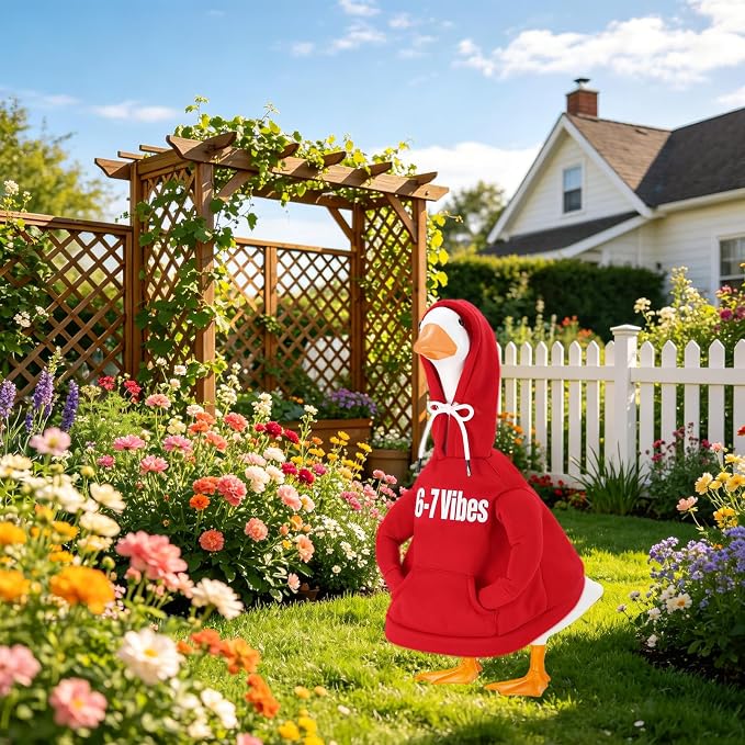 Porch Goose Hoodie Outfits for 23 Inch Porch Goose & Duck Statues, Classic Hoodie Goose Clothes for Concrete Geese, Funny and Inspirational Goose for Front Porch Garden Yard Decor