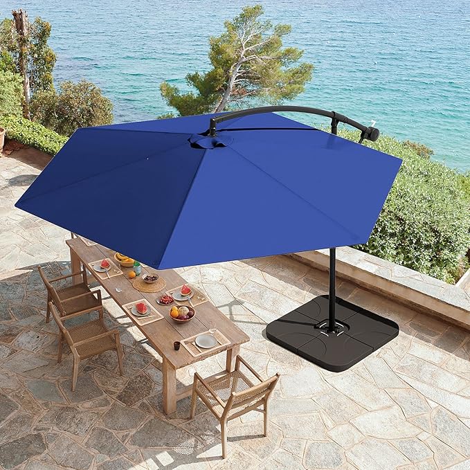 Greesum Patio Umbrella, Outdoor Table Umbrella with Push Button Tilt, Crank and 8 Sturdy Ribs