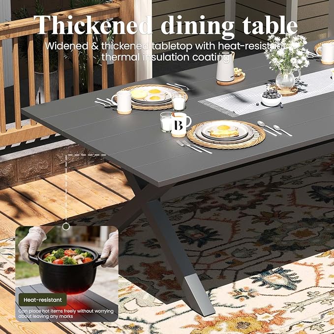 LayinSun Outdoor Dining Set for 8, 9 Pieces Patio Furniture Sets with Aluminum Dining Table and Rope Weave Chairs