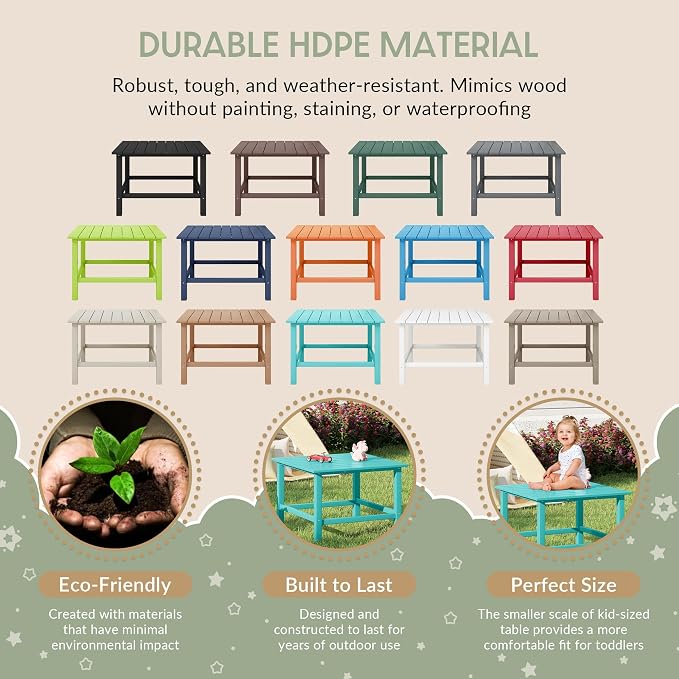 WestinTrends Malibu Kids Outdoor Patio Furniture HDPE 31" Wide Square Dining Table, Turquoise