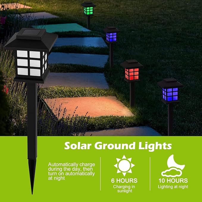 Sunexinlo 12-Pack Solar Walkway Lights,Solar Pathway Lights Outdoor, Auto Charge/Discharge Ground Lamp, Solar Outdoor Lights for Yard, Pathway, Driveway, Pool & Patio Decoration (Colorful)